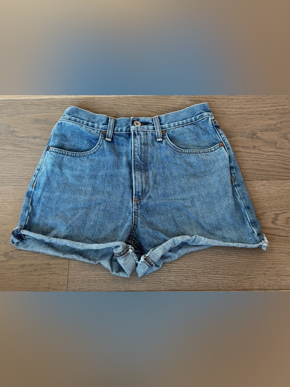 rag & bone Blue Rolled-Hem Denim Shorts